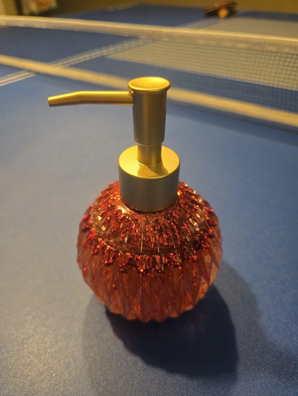 Gold Top Orange Glass Soap Dispenser - Elegant Home Bath Accessory
